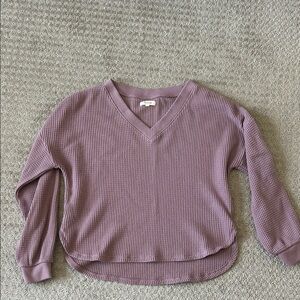 Madewell dusty rose waffle knit vneck top